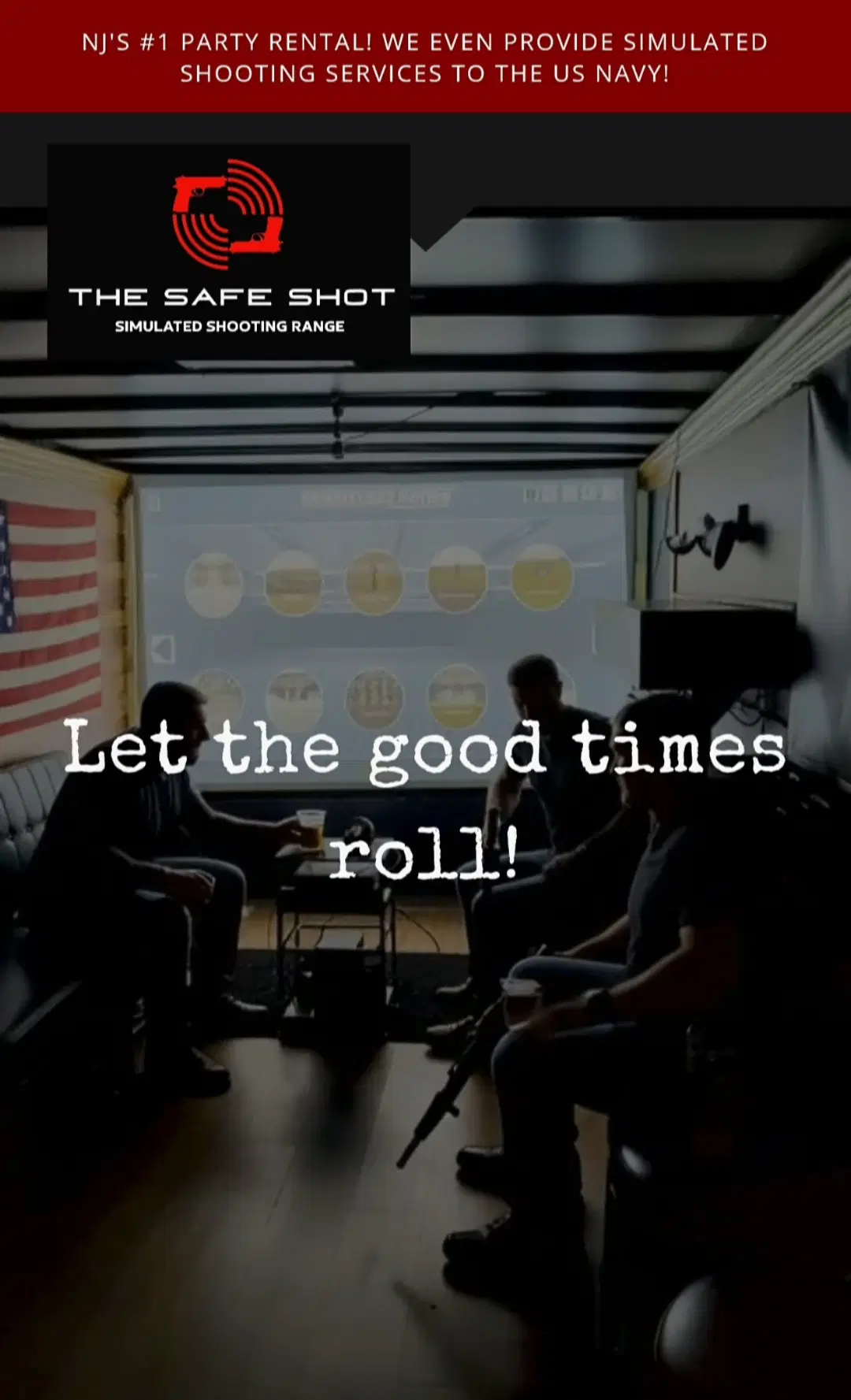 Small group taking part in a Safe Shot simulated shooting session with projected targets